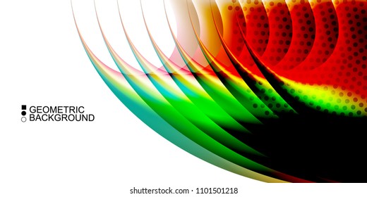 Geometric abstract background with waves in blurred colors