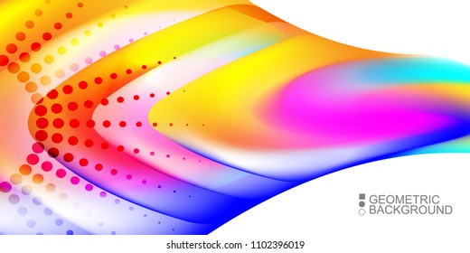 Geometric abstract background with waves in blurred colors