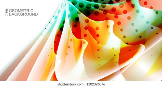 Geometric abstract background with waves in blurred colors