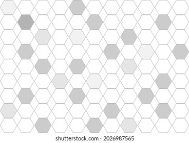 Geometric abstract background with white hexagons or polygon. Structure and communication. Science, technology concept. Vector illustration