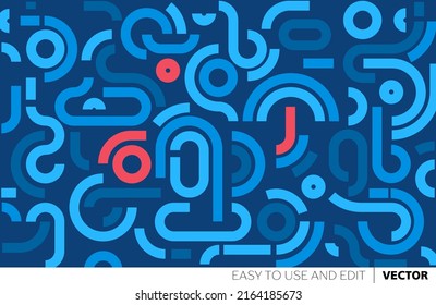 Design abstrakter geometrischer Hintergründe. Zusammensetzung einfacher geometrischer Formen auf blauem Hintergrund. Zur Verwendung in Präsentation, Flyer und Faltblatt, Karten, Landung, Website Design. Vektorgrafik.