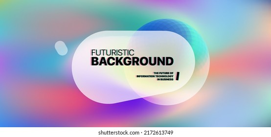 Geometric Abstract Backgrounds Design. Composition of simple geometric shapes on a blurred background. For use in Presentation, Flyer and Leaflet, Cards, Landing, Website Design. Vector illustration.
