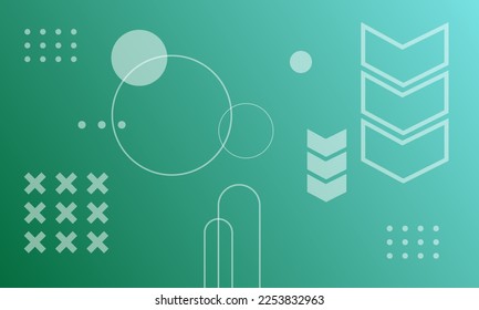 Geometric Abstract Backgrounds Design. Composition of simple geometric shapes on a green gradation background.