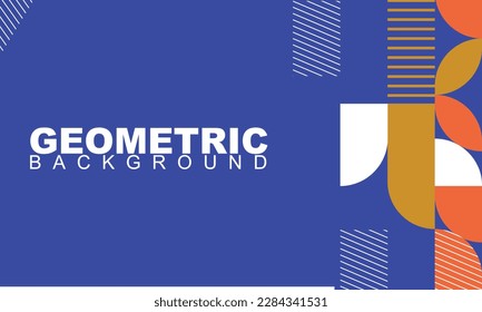 Geometric Abstract Backgrounds Design. Composition of simple geometric shapes on a blue background. For use in Presentation, Flyer and Leaflet, Cards, Landing, Website Design. Vector illustration.