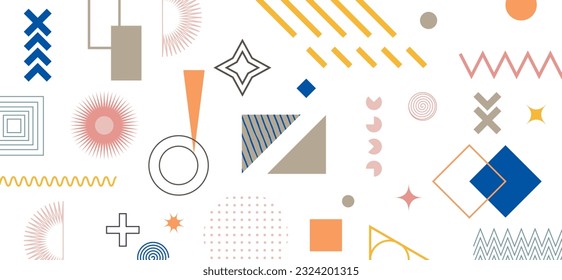 Geometric Abstract Backgrounds Design. Composition of simple geometric shapes on white background. For use in Presentation, Flyer and Leaflet, Landing, Cards, Website Design. Vector illustration.