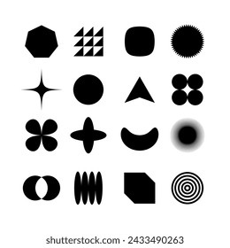 Geometric Abstract Backgrounds Design. Composition of simple black geometric shapes on a white background.