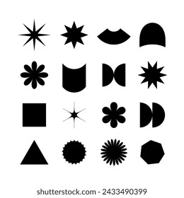 Geometric Abstract Backgrounds Design. Composition of simple black geometric shapes on a white background.