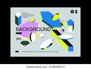Geometric Abstract Backgrounds Design. Composition of simple geometric shapes. For use in Presentation, Flyer and Leaflet, Cards, Landing, Website Design. Vector illustration.