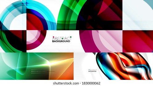 Geometric abstract backgrounds with shadow lines, modern forms. Vector illustrations for covers, banners, flyers and posters and other templates