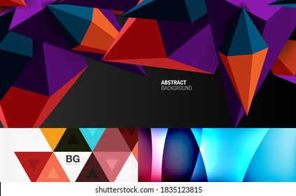 Geometric abstract backgrounds with shadow lines, modern forms. Vector illustrations for covers, banners, flyers and posters and other templates
