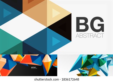 Geometric abstract backgrounds with shadow lines, modern forms. Vector illustrations for covers, banners, flyers and posters and other templates