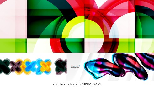 Geometric abstract backgrounds with shadow lines, modern forms. Vector illustrations for covers, banners, flyers and posters and other templates