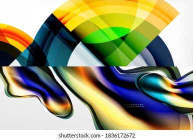 Geometric abstract backgrounds with shadow lines, modern forms. Vector illustrations for covers, banners, flyers and posters and other templates