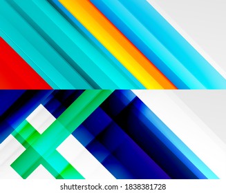 Geometric abstract backgrounds with shadow lines, modern forms. Vector illustrations for covers, banners, flyers and posters and other templates