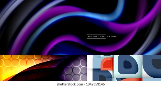 Geometric abstract backgrounds with shadow lines, modern forms. Vector illustrations for covers, banners, flyers and posters and other templates