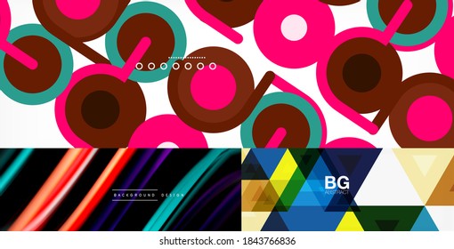 Geometric abstract backgrounds with shadow lines, modern forms. Vector illustrations for covers, banners, flyers and posters and other templates