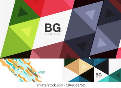 Geometric abstract backgrounds with shadow lines, modern forms. Vector illustrations for covers, banners, flyers and posters and other templates