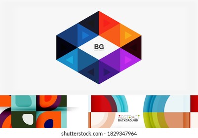 Geometrische abstrakte Hintergründe mit verschiedenen modernen Designs. Vektorgrafiken für Cover, Banner, Flyer und Poster und andere Vorlagen