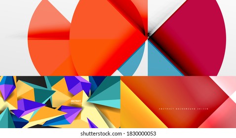 Antecedentes geométricos abstractos con varios diseños modernos. Ilustraciones vectoriales para portadas, pancartas, volantes y carteles y otras plantillas
