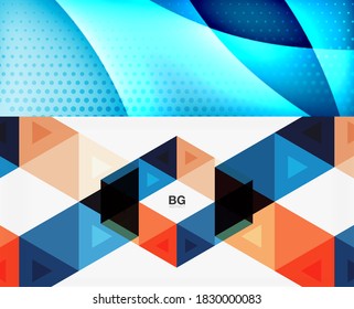 Antecedentes geométricos abstractos con varios diseños modernos. Ilustraciones vectoriales para portadas, pancartas, volantes y carteles y otras plantillas