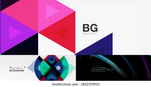Geometric abstract backgrounds with various modern designs. Vector illustrations for covers, banners, flyers and posters and other templates