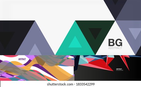 Geometric abstract backgrounds with various modern designs. Vector illustrations for covers, banners, flyers and posters and other templates