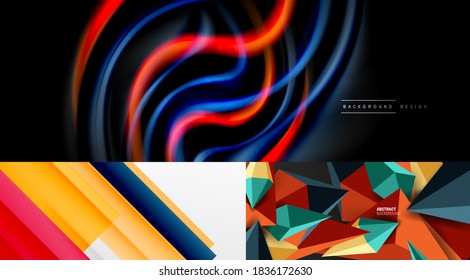 Antecedentes geométricos abstractos con varios diseños modernos. Ilustraciones vectoriales para portadas, pancartas, volantes y carteles y otras plantillas