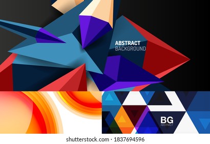 Geometric abstract backgrounds with various modern designs. Vector illustrations for covers, banners, flyers and posters and other templates