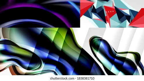 Geometrische abstrakte Hintergründe mit verschiedenen modernen Designs. Vektorgrafiken für Cover, Banner, Flyer und Poster und andere Vorlagen
