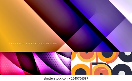 Fundos geométricos abstratos com vários projetos modernos. Ilustrações vetoriais para capas, banners, folhetos e cartazes e outros modelos
