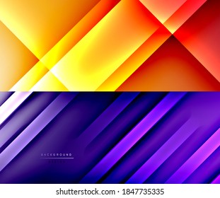 Geometric abstract backgrounds with various modern designs. Vector illustrations for covers, banners, flyers and posters and other templates