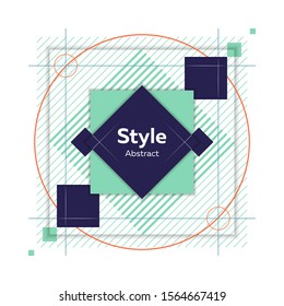 Geometric abstract badge. Dynamical colored forms and lines. Abstract banner with geometric shapes. Template for web app, banner, advertising. Vector illustration