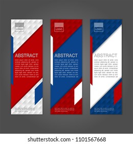 Geometric abstract banner background with Russia flag colors. Three colors concept for Russia. Vector illustration.