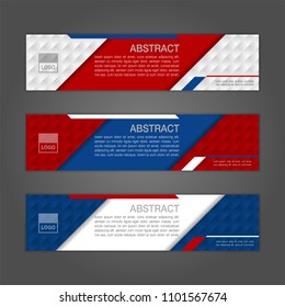 Geometric abstract banner background with Russia flag colors. Three colors concept for Russia 2018. Vector illustration.