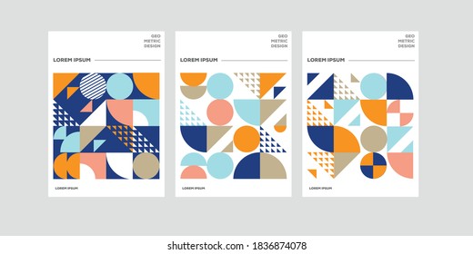 geometric abstract banner with square triangle circle shape colorful 