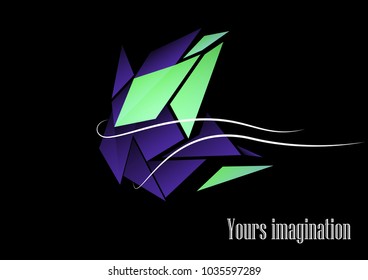 Geometric abstract banner of triangles and flowing lines. Vector background