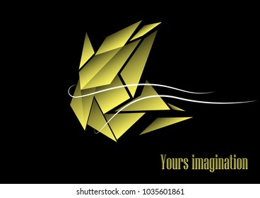 Geometric abstract banner of triangles and flowing lines. Vector background