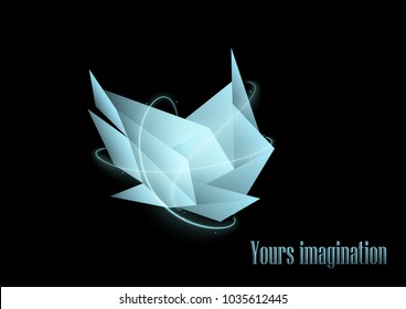 Geometric abstract banner of triangles and flowing lines. Vector background