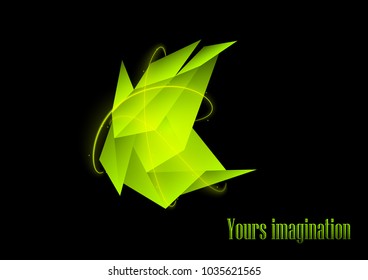 Geometric abstract banner of triangles and flowing lines. Vector background
