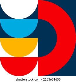 Geometric abstract bauhaus background minimal 20s style with geometry figures and shapes circle, triangle. square. Human psychology and mental health concept illustration. Vector 10 eps