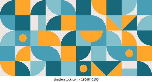 Geometric Abstract Bauhaus geometric pattern of vector background with rectangles, squares and circles