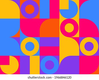 Geometric Abstract Bauhaus geometric pattern of vector background with rectangles, squares and circles