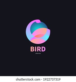 Geometric abstract bird in circle. Vector bird symbol.