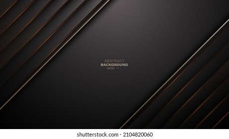 Geometric abstract black background overlapping layers with lines stripe. Vector illustration