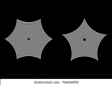 Geometric abstract black and white background - pentagon and hexagon