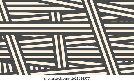 Geometric abstract black and white crisscross diagonal lines background with modern overlapping stripe pattern

