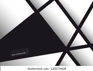 Geometric abstract black and white polygons, vector background