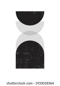 Bloque de abstracto geométrico, ilustración en blanco y negro. Estilo de mediados del siglo, decoración escandinava mínima