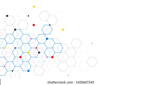 Geometric abstract block pattern dot line connection background