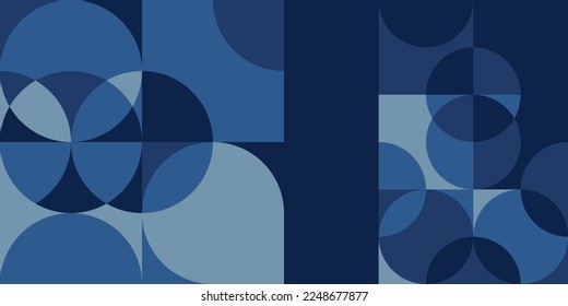 Geometric abstract blue flat background. solid color and minimalism, with a circle concept